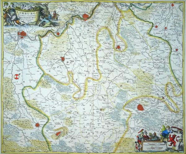 Netherlands, Limburg, Maatsrichtm, Belgium, Germany, Aachen, N. Visscher, 1690, Limburgi Ducatus Et Comitatus Valckenburgi.