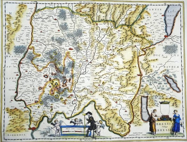 France, Lyon, Bourg-en-Bresse, Annecy, Genève... W. Blaeu, 1635, Bressia Vulgo Bresse