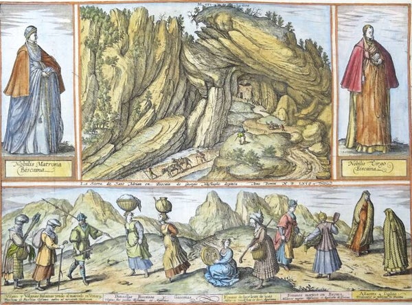 Spain, Basque Country, Braun & Hogenberg, 1598, La Sierra de Sant Adrian en Biscaia / Nobilis Matrona Biscaina / Nobilis Virgo Biscaina.