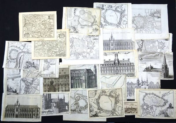 Lot of 23 maps North France/Belgium Hondius/Foppens, 1630/1720