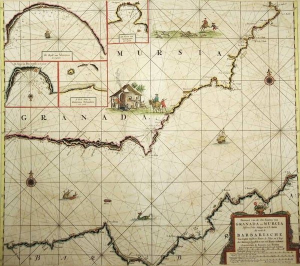 Spain, Granada, Murcia, Alicante, Morocco... J. van Keulen, 1734, Pascaart van de Zee Kusten van Granada en Murcia...