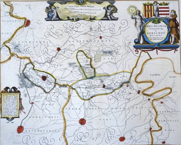 Belgium, Mechelen, Brabant, W. Blaeu, 1635, Mechlinia Dominium, et Aerschot Ducatus.