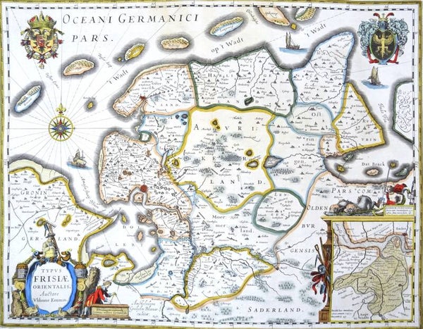 Germany, Ostfriesland, Emden,   W. Blaeu, 1635, Typus Frisiae Orientalis ...