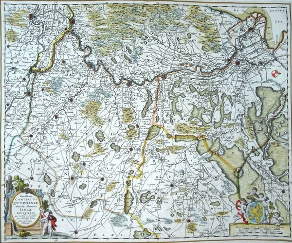 Netherlands, Gelderland, Zutphen, Twenthe, N. Visscher, 1690, Novissima Comitatus Zutphaniae, Totiusq Fluminis Isulae Descriptio, per Nic. Visscher.