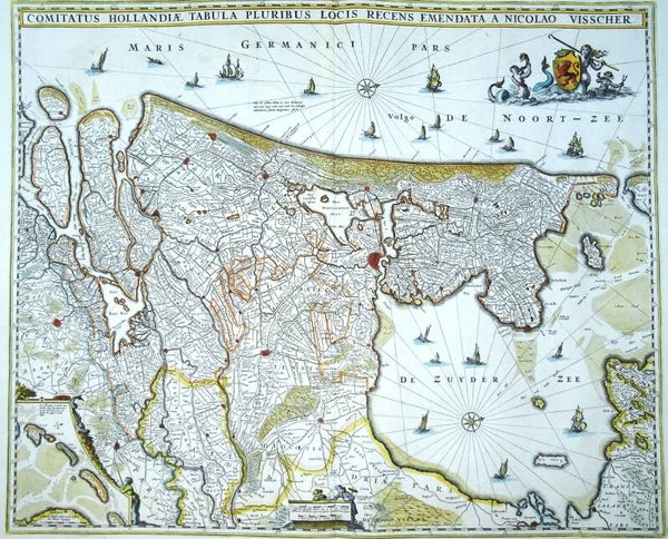 Netherlands, North & South Holland, Utrecht, N. Visscher, 1680, Comitatus Hollandiae Tabula Pluribus Locus Recens Emmendata a Nicolao Visscher