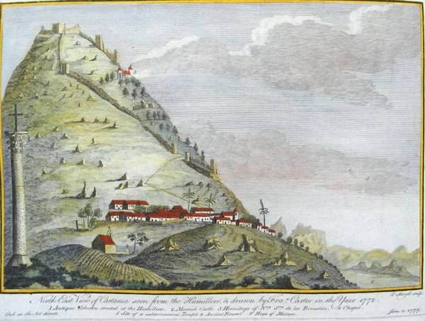 Spain, Malaga, Cartama, Carter, 1777, North East View of Cartama seen from the Humillero & drawn by Fra Carter in the year 1772