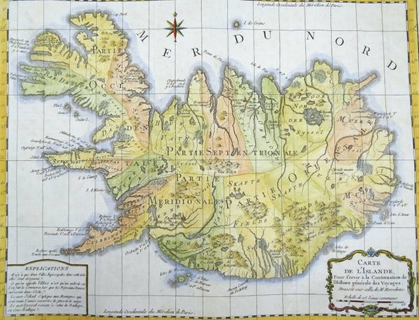 Iceland,  Bellin, 1761, Carte de l´Islande