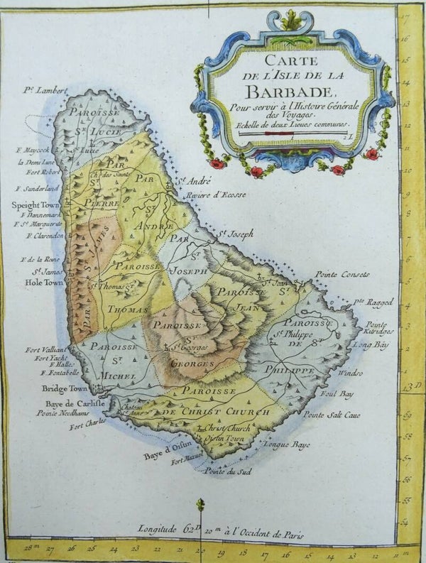 Barbados J.N. Bellin, 1759, Carte de l´Isle de la Barbade