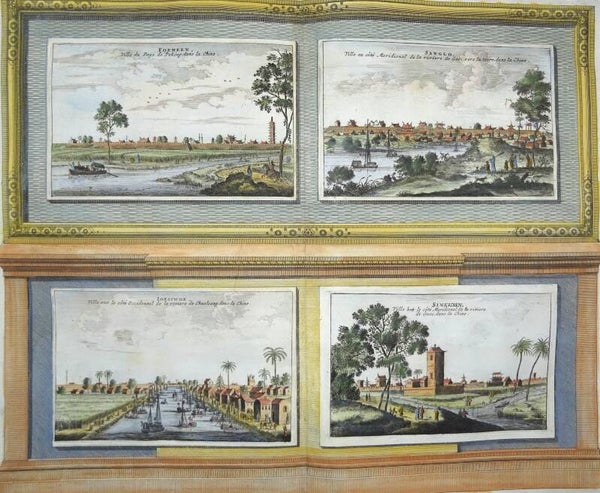 China, Fooheen (Beijing), Cangzhou, Hexiwu, Qingxian Nieuhof / Van der Aa, 1728, four 18th century views of China