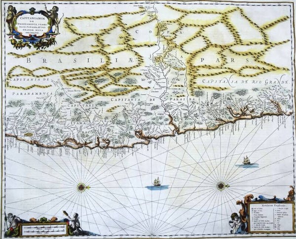 Brazil, Pernambuco, Paraíbo, Cabo S. Agostinho, Janssonius, 1657,   Capitaniarum de Phernambuca, Itamaraca, Paraiba, et Pio Grande Noua delineatio.
