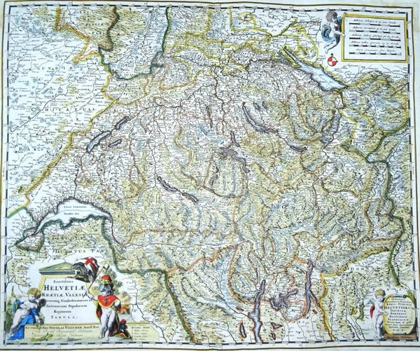 Switzerland, N. Visscher, 1690, Exactissima Helvetiae Rhaetiae Valesiae Caeterorumq Confoederatorum ut et finitimorum Popularum