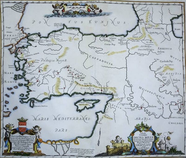 Turkey, Cyprus, Middle East, Persian Empire Janssonius, 1650, Tabula Itineris Decies Mille Graecorum sub Cyro...