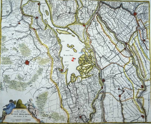 Netherlands, South Holland, Brabant, F. de Wit, 1680, Nova atquae emendata descriptio Suydt Hollandiae.