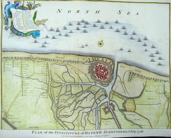 Belgium, Oostende, siege 1706 Basire/Rapin, 1745, Plan of the Investiture of Ostend surrenderd, 6 July, 1706.