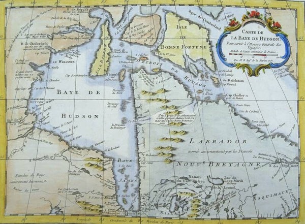 Canada, Hudson Bay, J.N. Bellin, 1757, Carte de la Baye de Hudson ...
