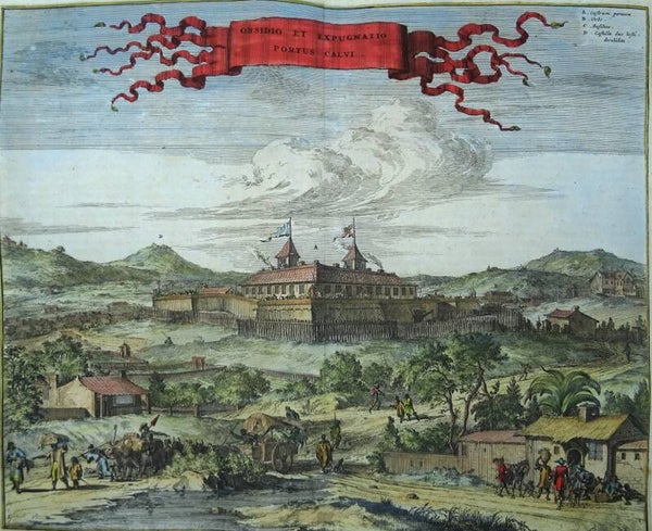 Brazil, Porto Calvo, Alagoas,  Montanus / Van Meurs, 1671, Obsidio et Expugnatio Portus Calvi.