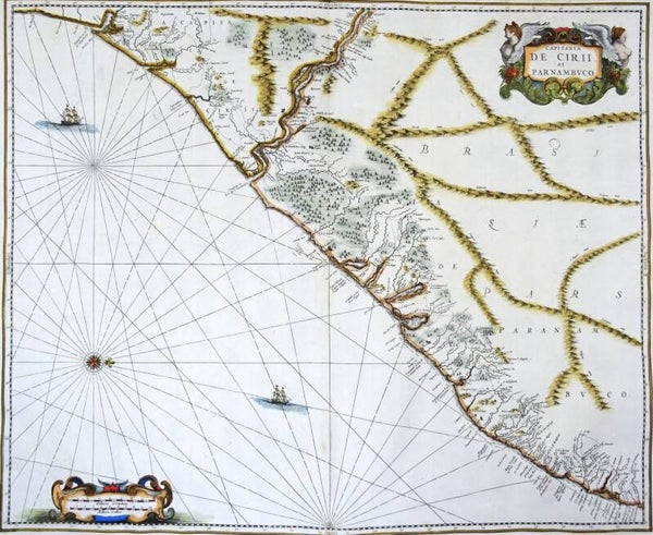 Brazil, Pernambuco, Natal, Cabo S. Agostinho, Janssonius, 1657,   Capitaniae de Cirii et Parnambuco