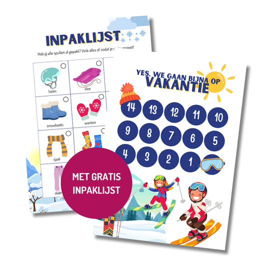 Aftelkalender vakantie wintersport - Printable
