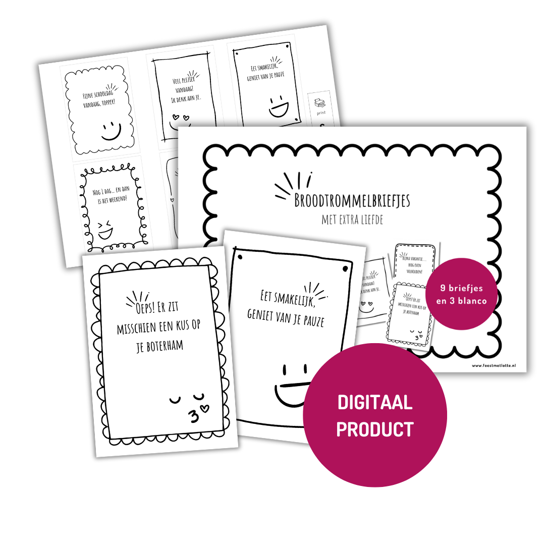 Broodtrommelbriefjes - Extra liefde - Printable