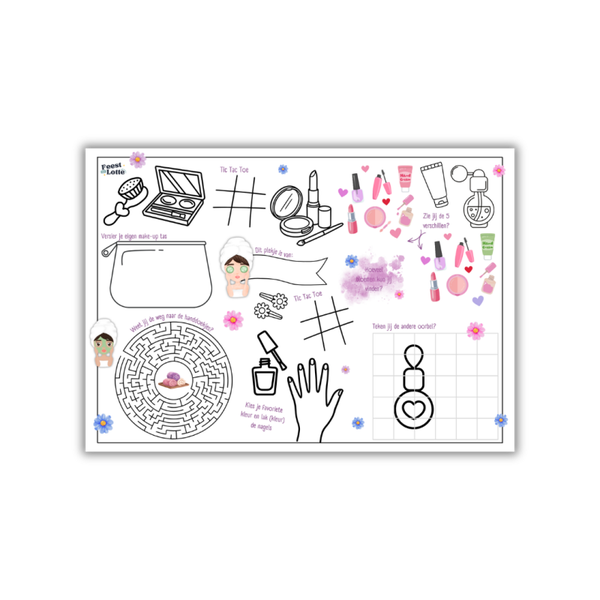 Spa Party placemat - Printable
