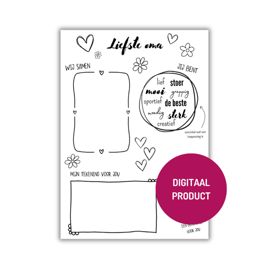 Rapport voor de liefste oma - Invulkaart - Printable