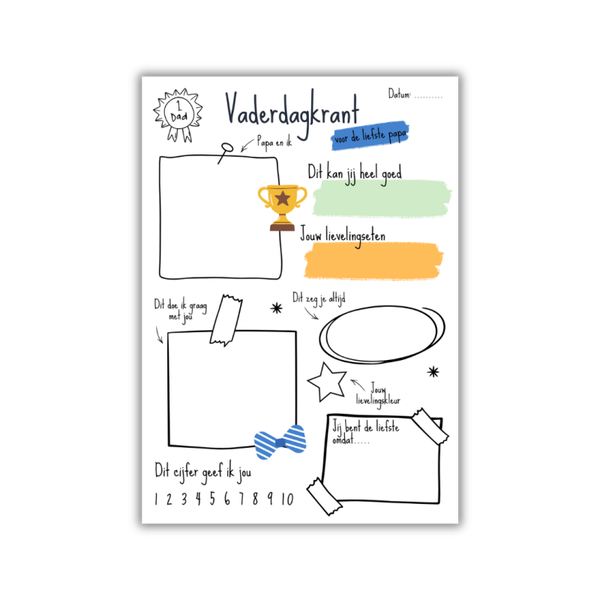 Vaderdagkrant invulblad - Printable