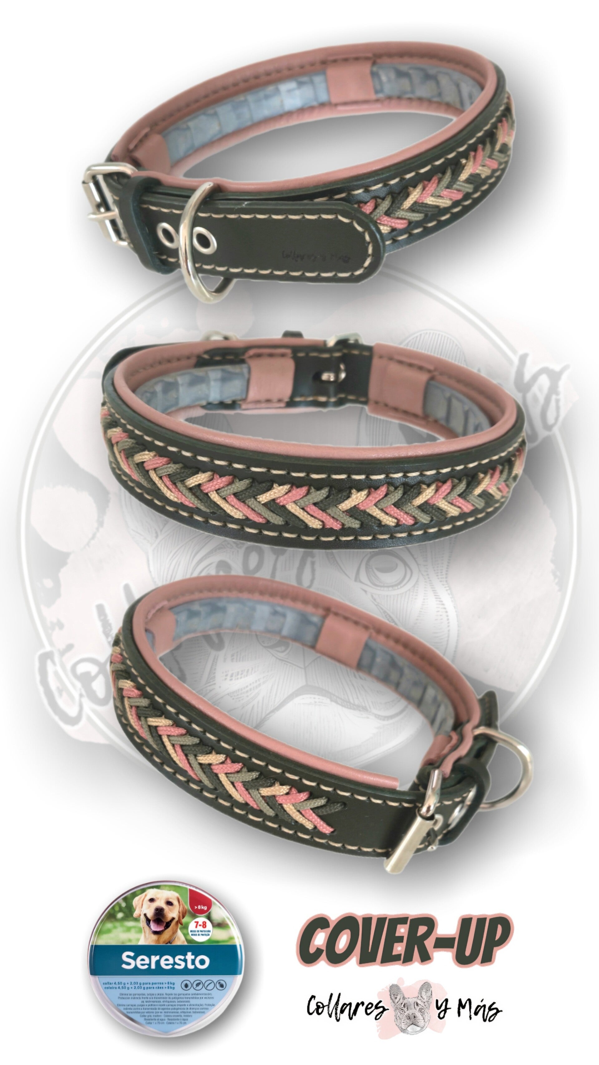 Seresto Cover-Up halsband in groen tuigleer 