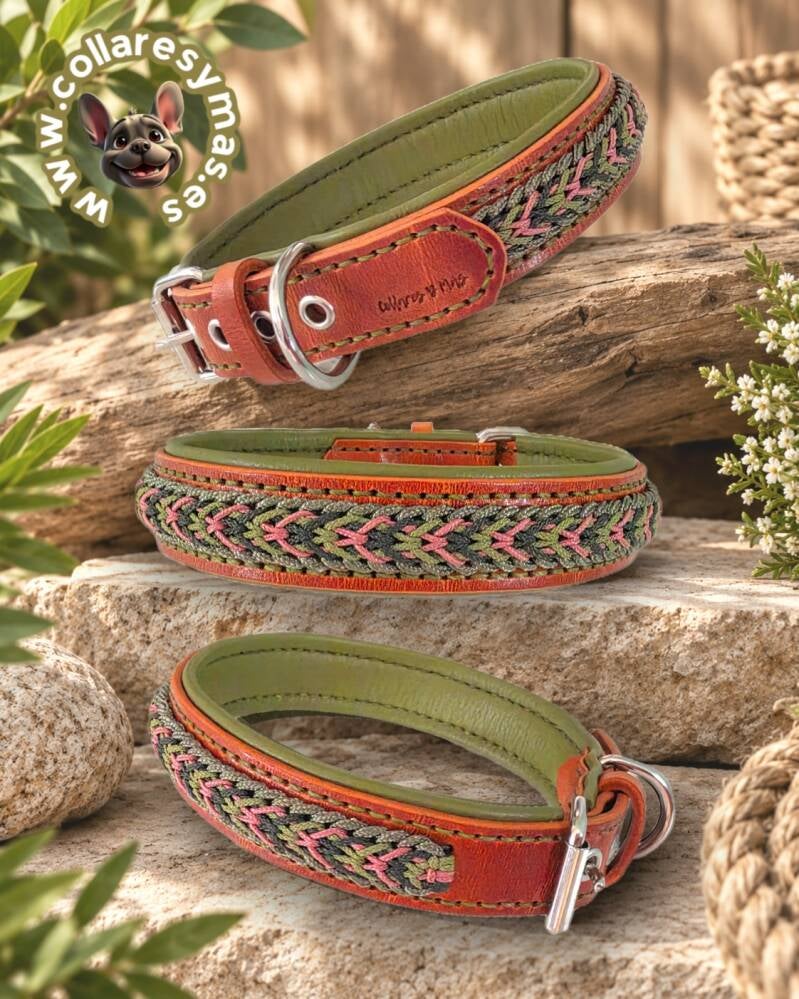 Nieuw ontwerp leren halsband met vlechtwerk 