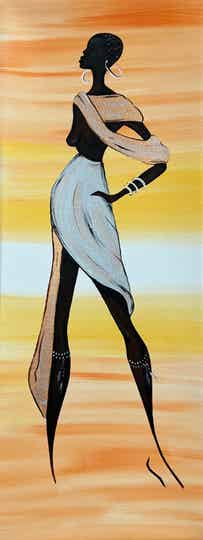 African woman. Gold pigment. Canvas