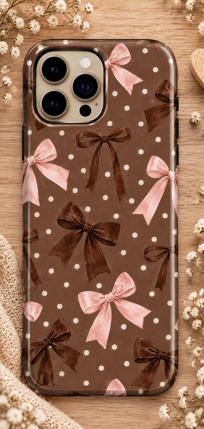 Coque chocolat noeud