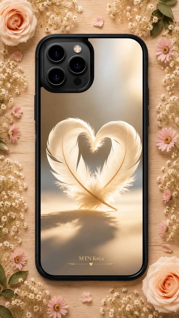 coque coeur de plumes