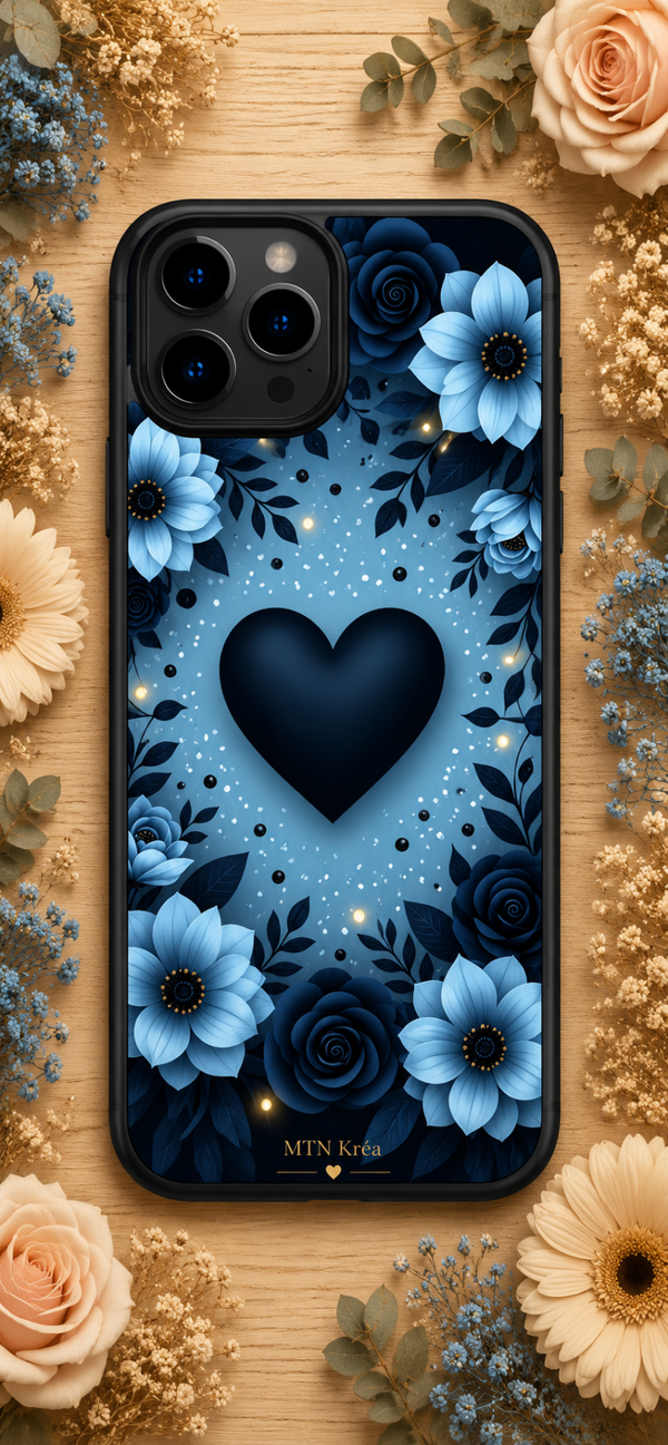 Coque cœur bleu nuit