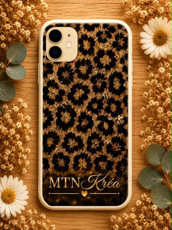 coque léopard doré
