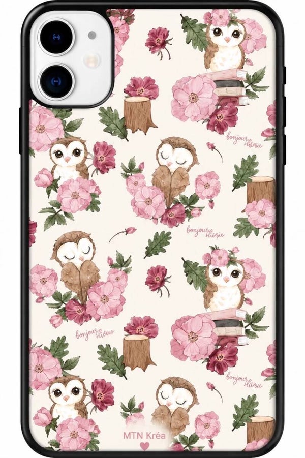 Coque chouettes fleuries