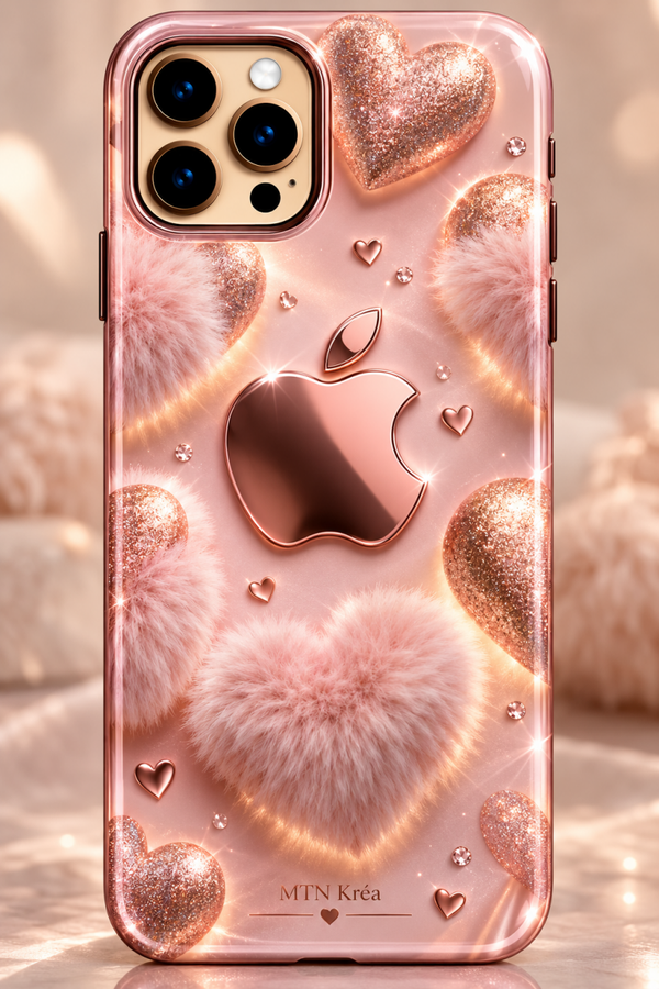 Coque pink love pailleté