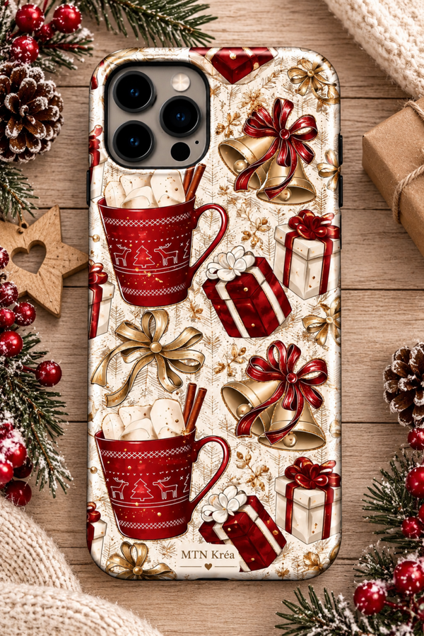Coque noël en rouge et or
