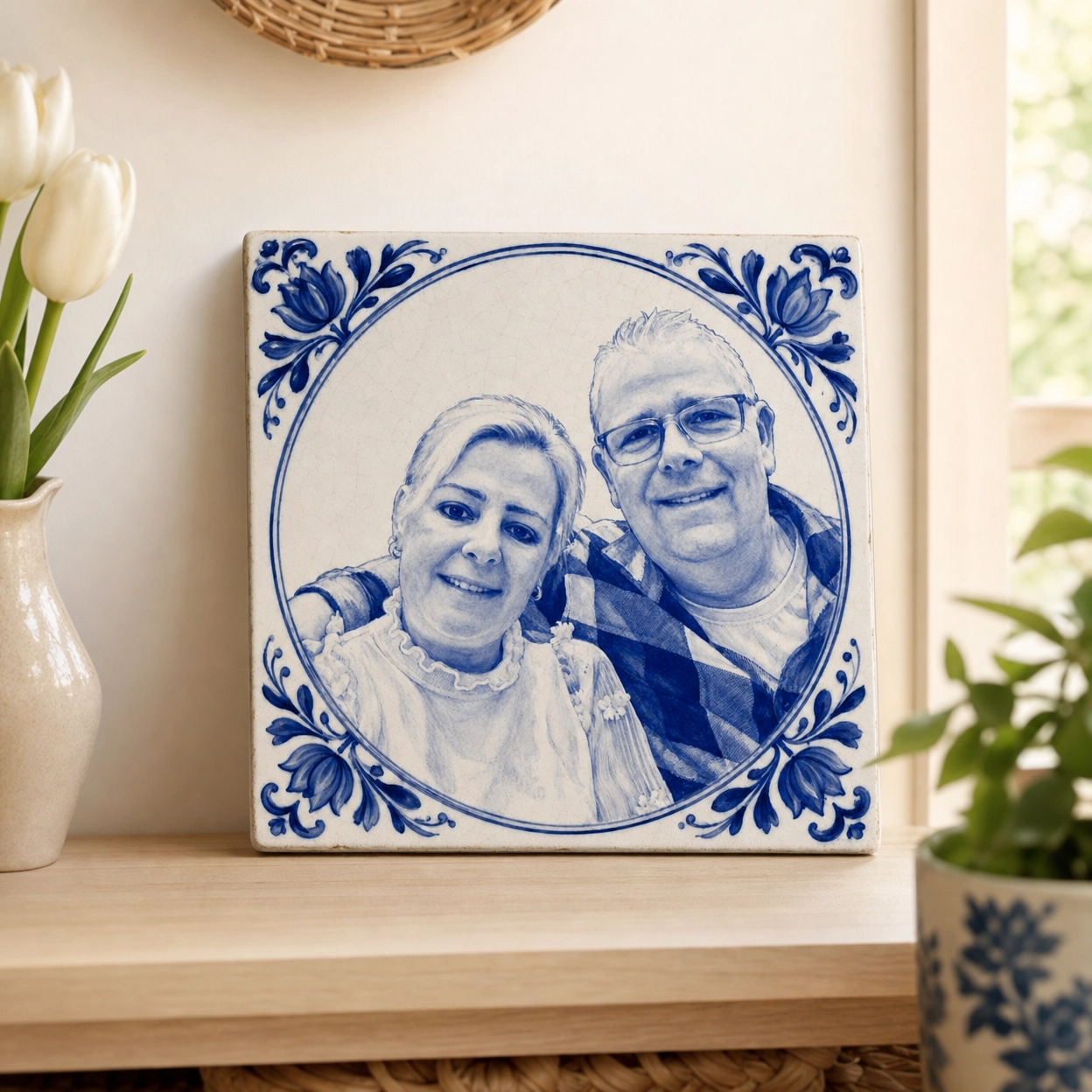 Gepersonaliseerd Delfts Blauw Tegeltje