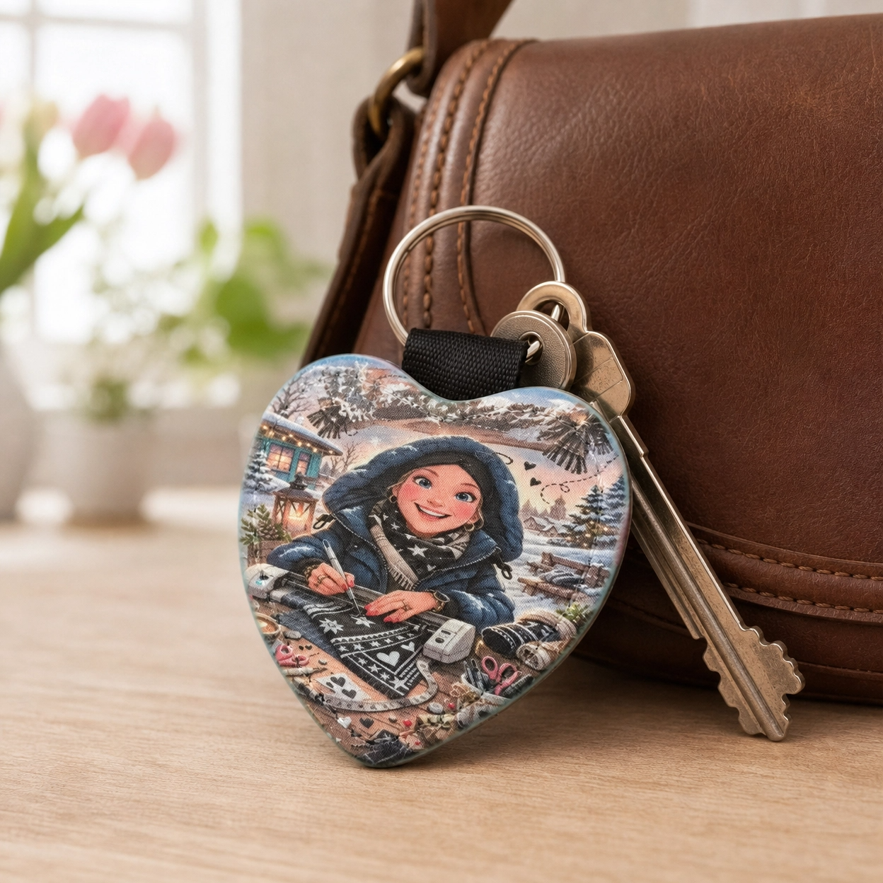 Sleutelhanger Hart - met glitters