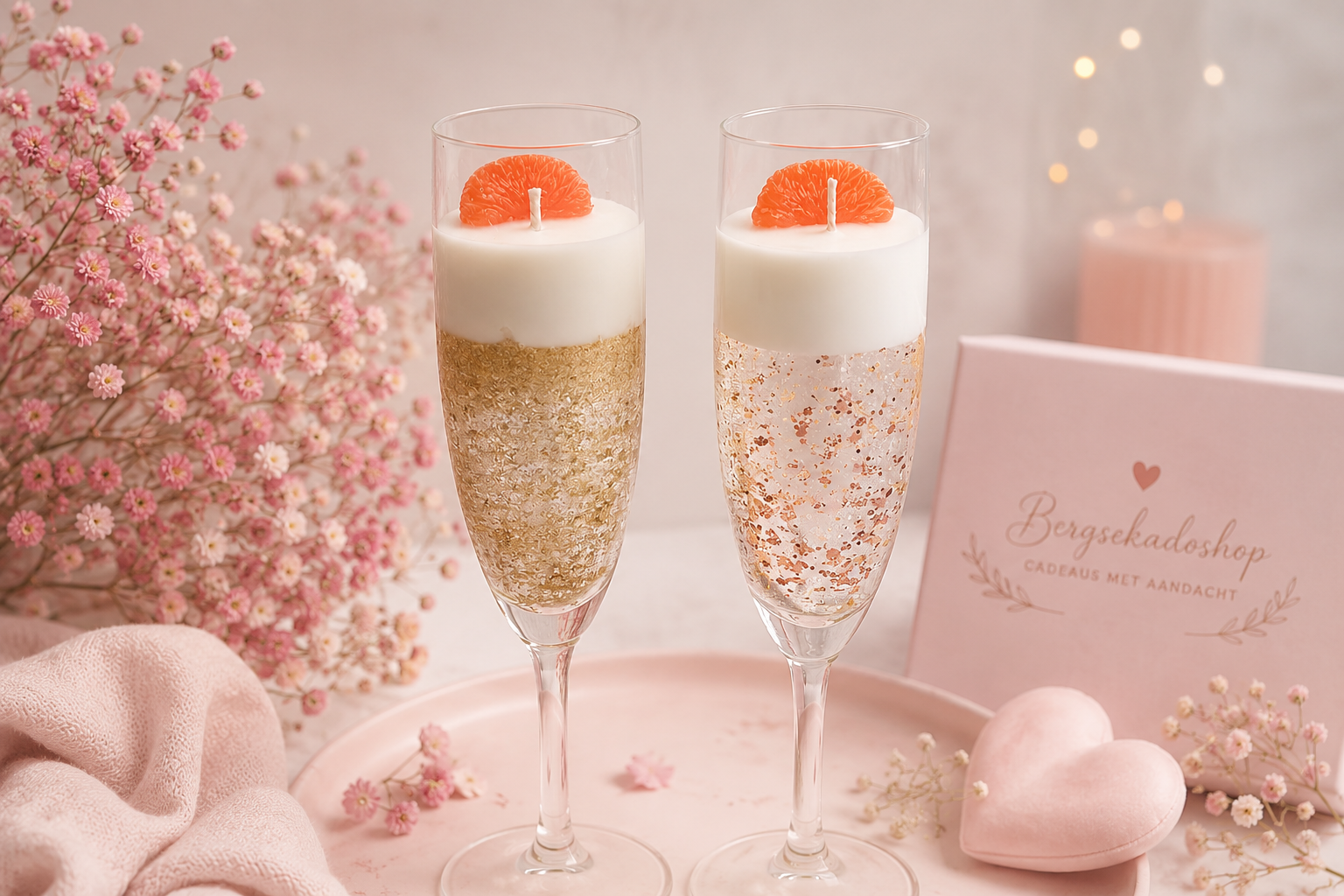 Handgemaakt champagne kaars