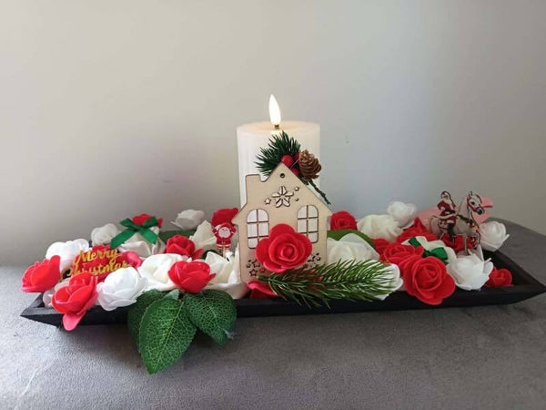 centre de table de Noel avec bougie led