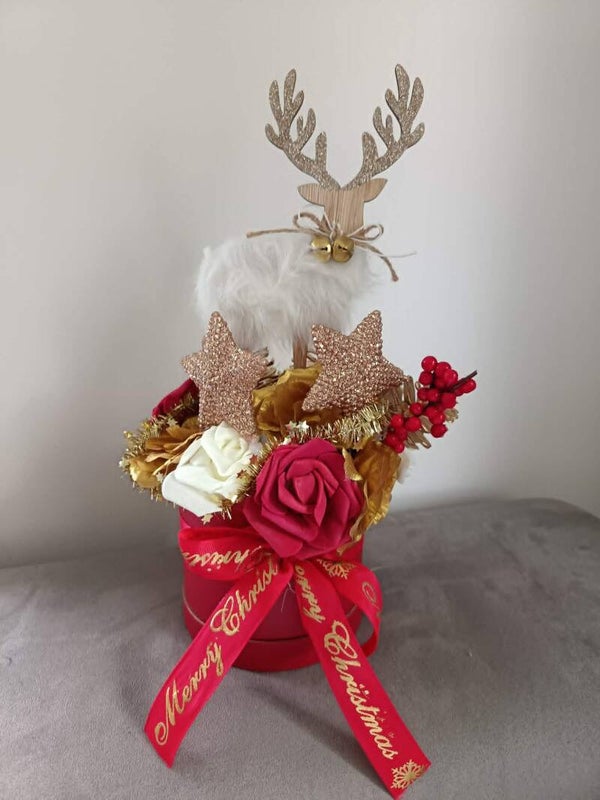 pot de fleurs de noel  cerf