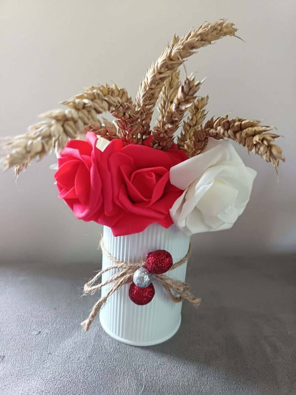 pot de fleurs artificielles avec 7 brins de blés
