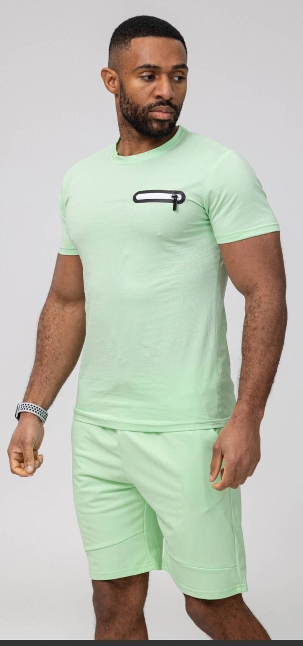 Ensemble t shirt short avec zip déco sur la poitrine