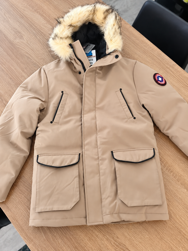 Parka d'hiver Paragoose Jeans beige à capuche fourrure