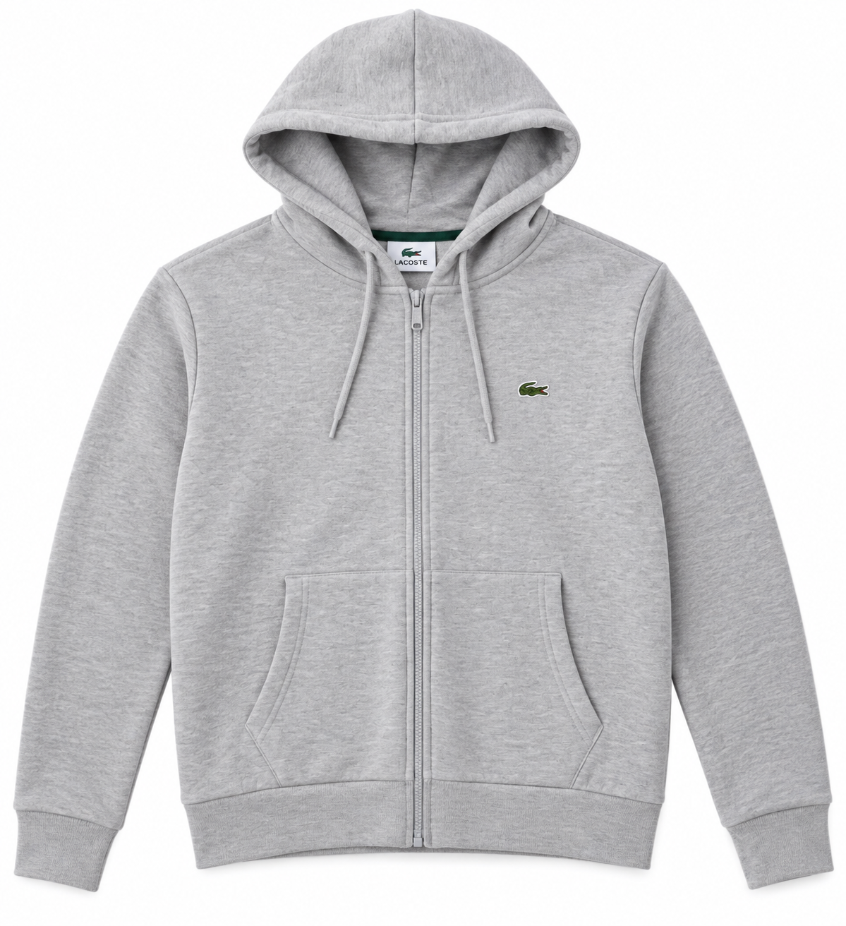 Sweat zippé à capuche Lacoste Classic Fit gris chiné