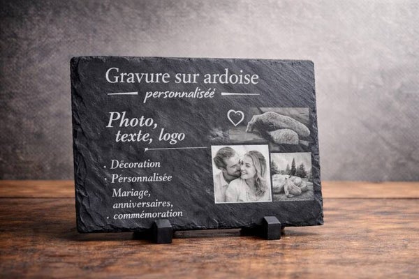 Portait graver sur ardoise