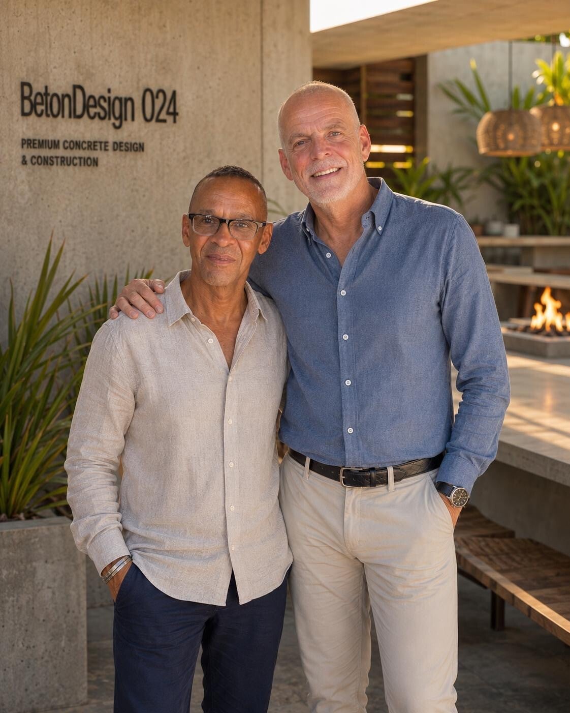 Giovanni en robert van Betondesign op Curacao.
