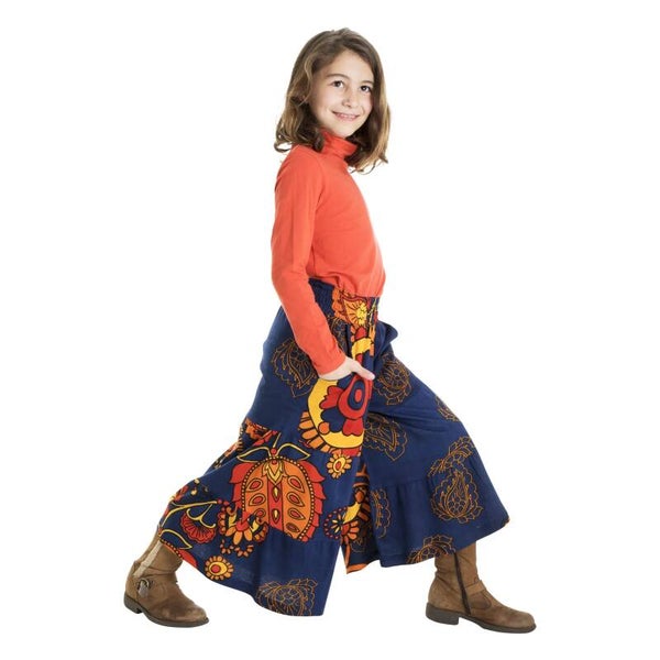 Broek blauw/oranje