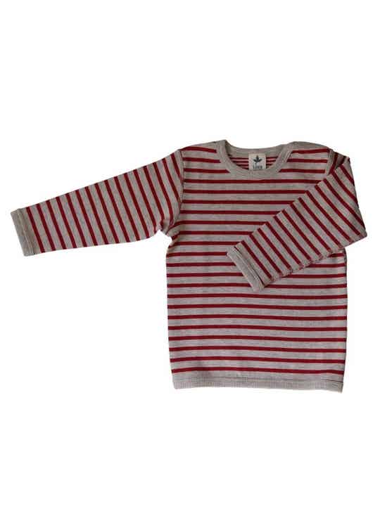 Shirt gestreept rood/grijs
