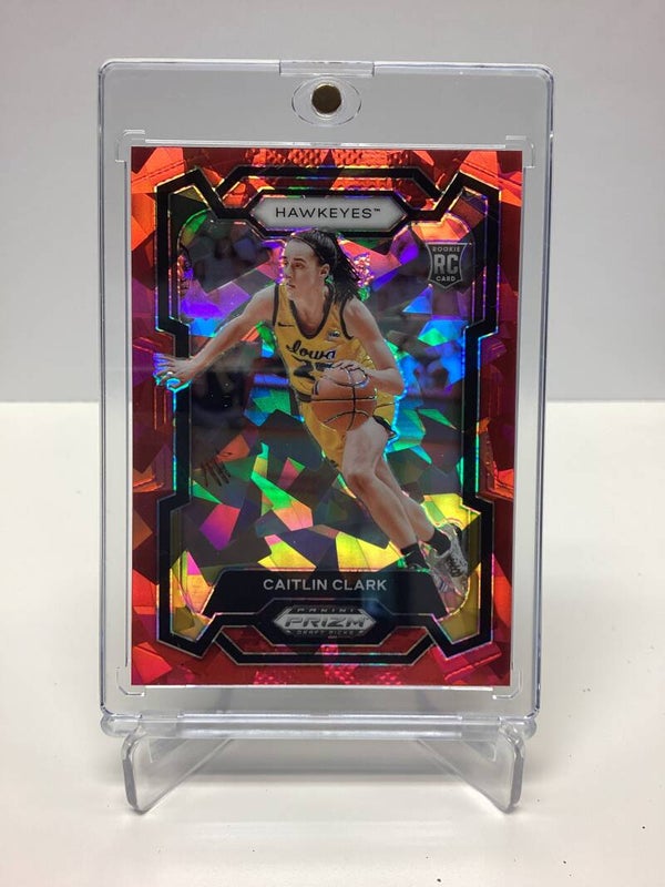 2024 Panini Prizm Draft Picks Caitlin Clark Ruby Cracked Ice # 57